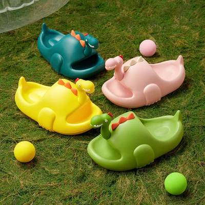 Thick Bottom Snake Neck Dinosaur Parent-Child Slippers Women's Long Neck Dragon Home Cartoon Children's EVA Sandals Shit Feeling Couple Men