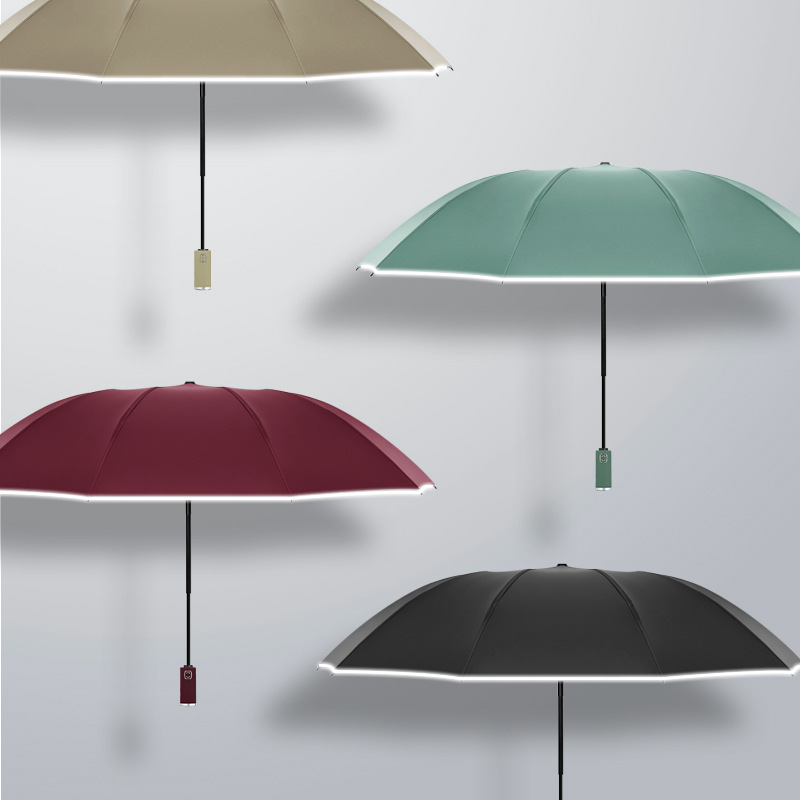 Three-fold reflective ten-bone umbrella automatic men's large folding umbrella car reverse umbrella personalized custom automatic umbrella
