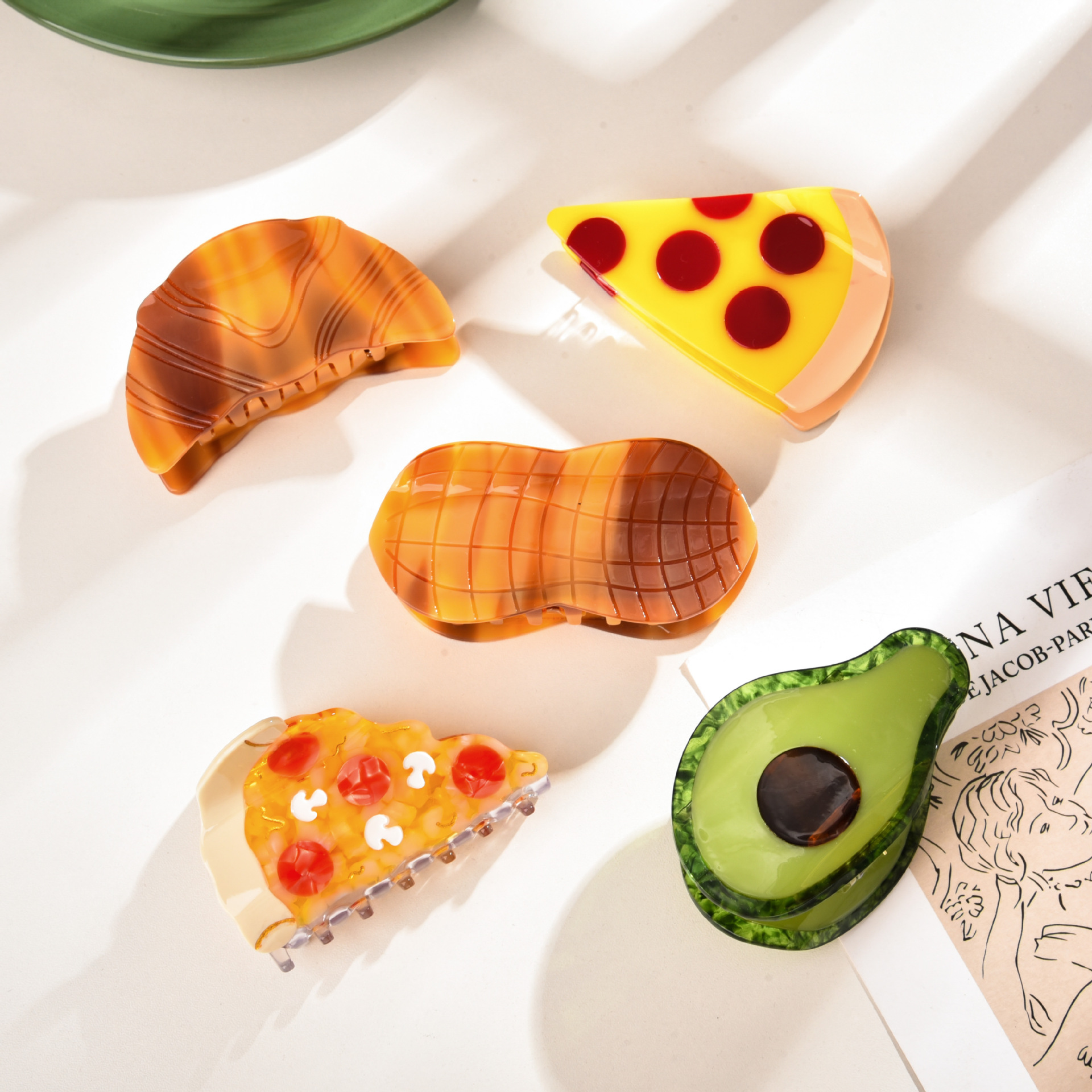 YHJ hair accessories New Design food hairpin peanut avocado acetate hair clip updo shark clip hair grip_voghion.com