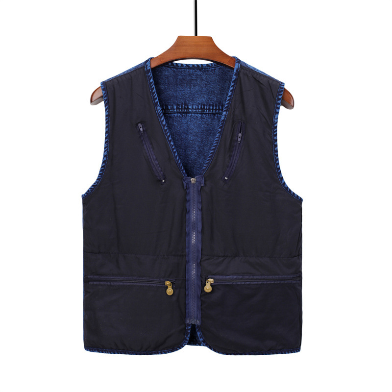 Foreign trade plus size men's vest Denim fishing vest photography multi-pocket plus fat Labor clothes plus size vest