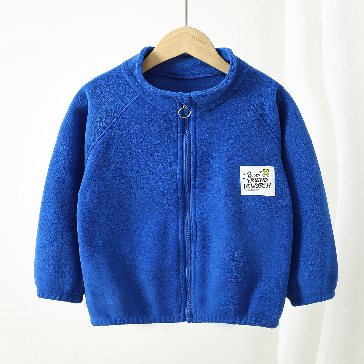 Children's coat polar fleece autumn and winter boys and girls stand collar zipper shirt middle and big children's coat double-sided fleece warm children's clothing
