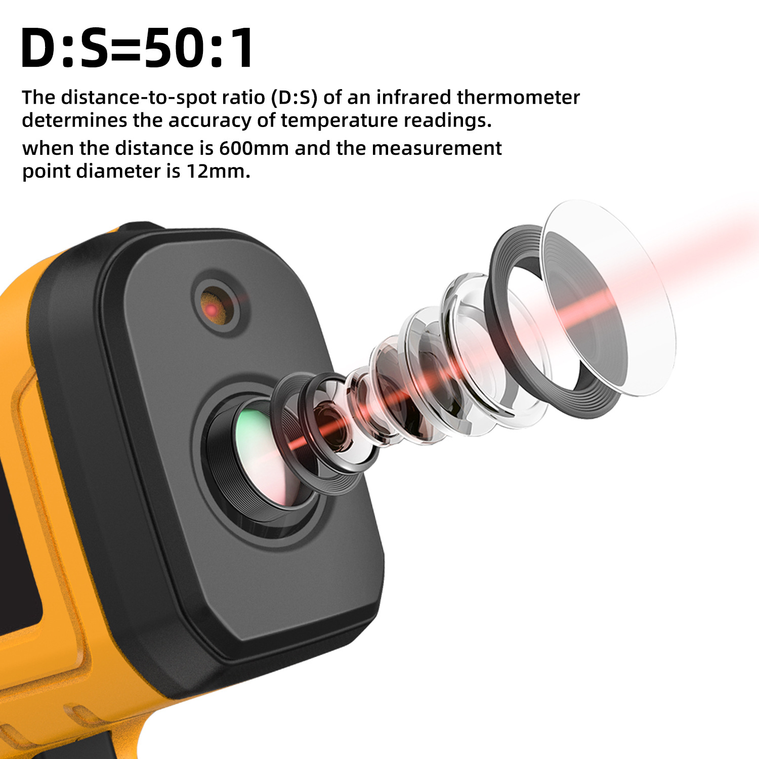 BSIDE H3 high temperature infrared thermometer-50 degrees to 1400 degrees 50:1 thermometer non-contact thermometer
