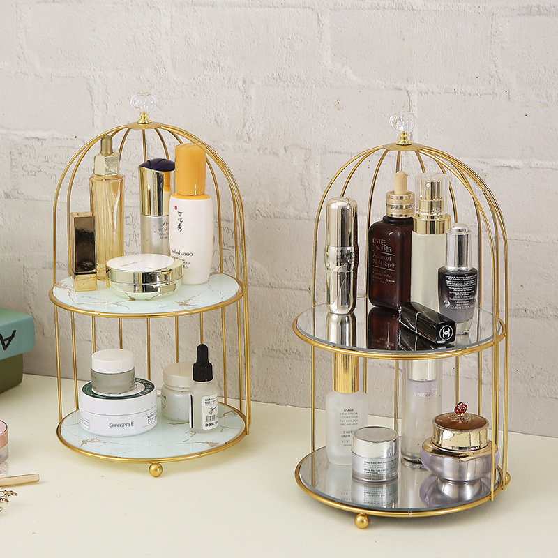 Desktop Dressing Table Bird Cage Perfume Cosmetics Skincare Storage Rack Storage Box Decoration Display Rack Bathroom Bedroom