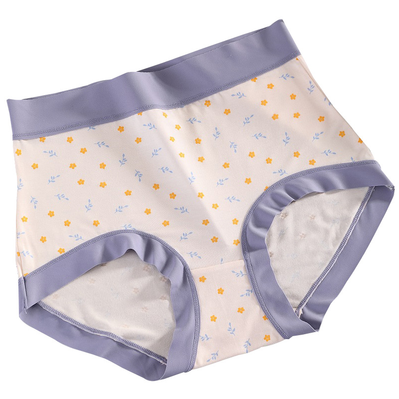 Modal plus size underwear women's high waist 200kg fashion breathable printed seamless mulberry silk antibacterial briefs women