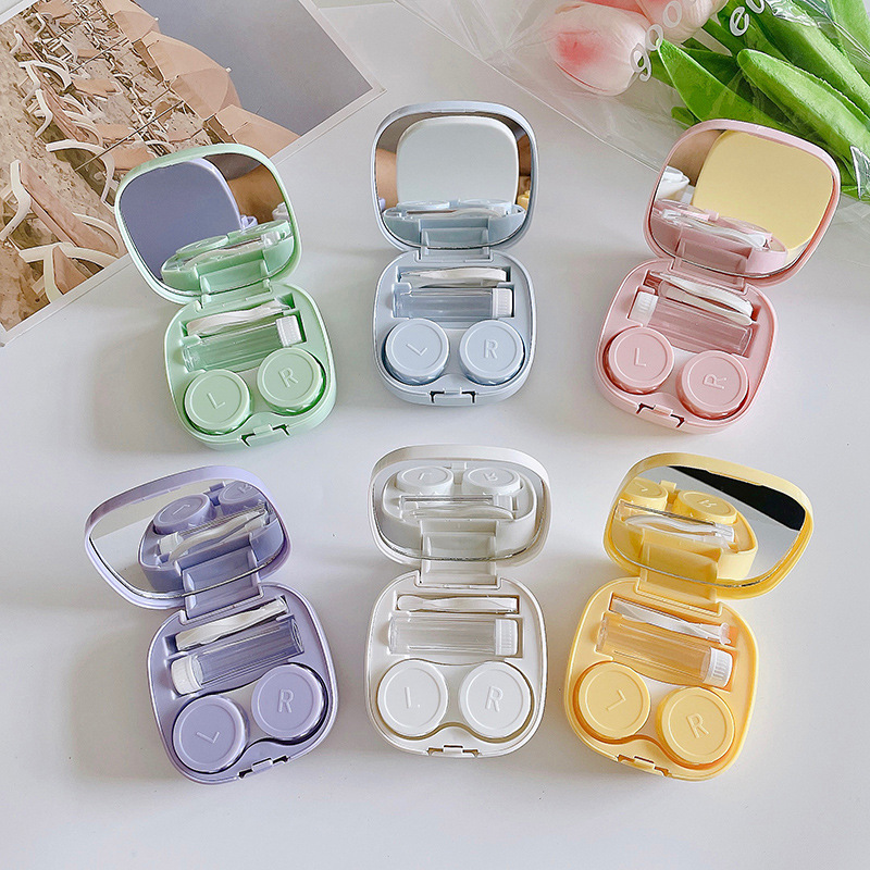 Contact lens box candy solid color contact lens box Simple Beautiful pupil box smooth DIY portable companion box