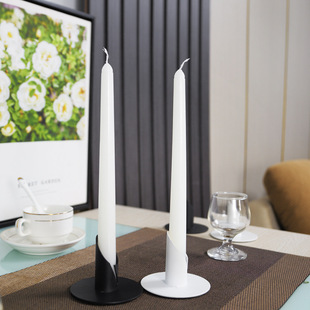 2021 new cross-border Amazon wrought iron black candle holder retro diagonal candle holder frosted metal candle holder wholesale