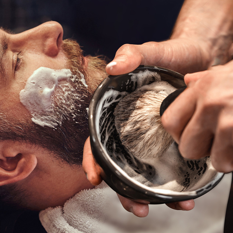 Cross-Border Men's beard suit shaving Bubble Bowl barber shaving beard cleaning care nylon hair beard brush