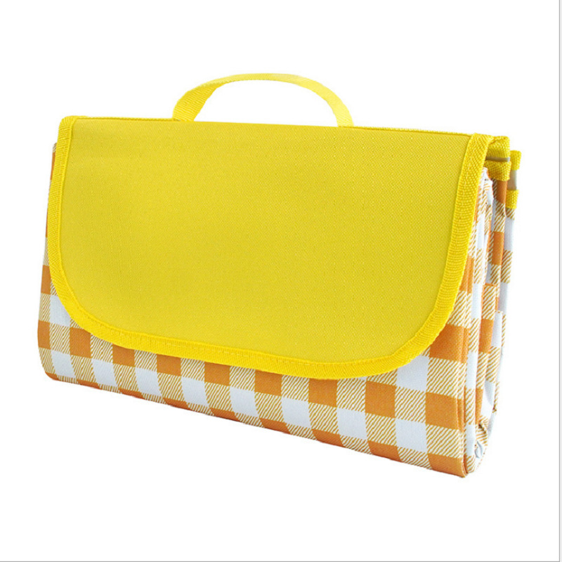 2 M Color Oxford Cloth Picnic Mat Waterproof Yellow Plaid Folding Picnic Mat Outdoor Picnic Mat Damp-proof Mat