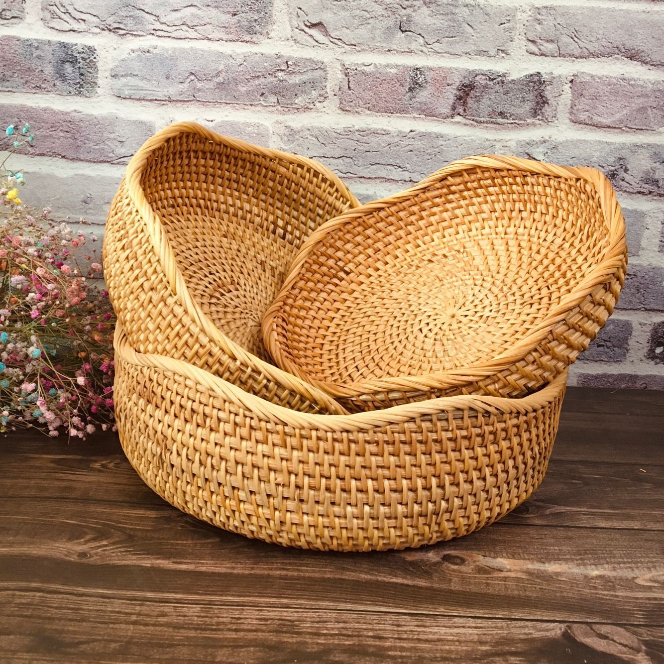 Vietnam rattan finishing storage fruit basket bread basket candy snacks rattan storage basket snack tray basket