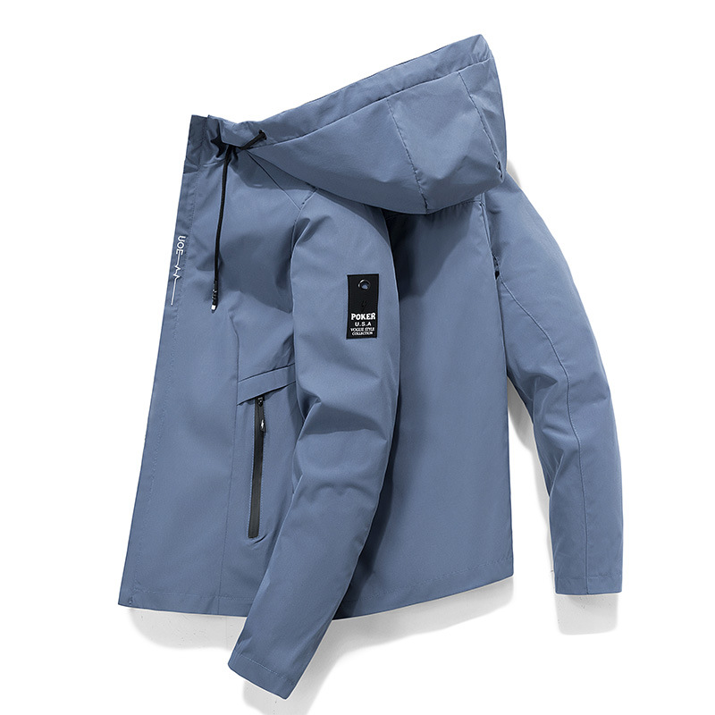 Men's Jacket 2021 Casual Hooded Solid Color Young Men Handsome Three-Dimensional Casual Comfortable Zipper Pocket Top