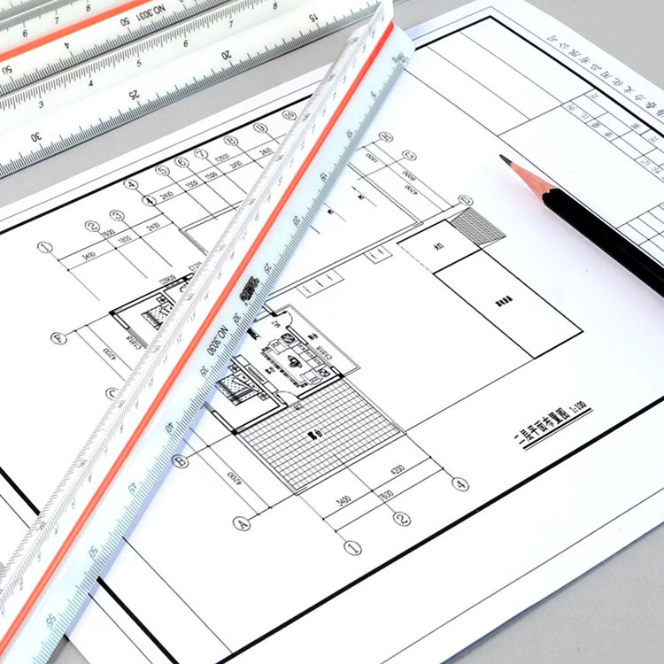 Triangular scale 30cm triangular scale drawing size scale drawing template scale six kinds of scale interior design