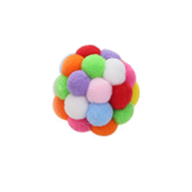 Cat plush ball toy pet elastic Bell Ball self hi ball cat colorful wool ball Rainbow Ball