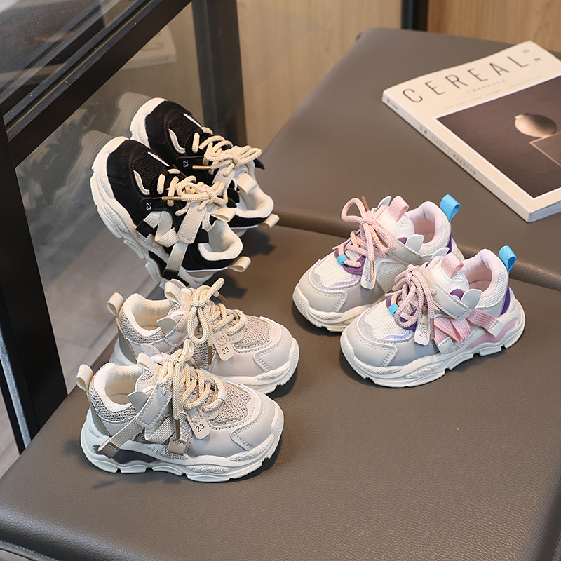 Girls' Sneakers Spring and Autumn New Children's Sneakers Small and Medium-sized Children's Mesh Sneakers Girls' Running Shoes Trendy Children's Shoes