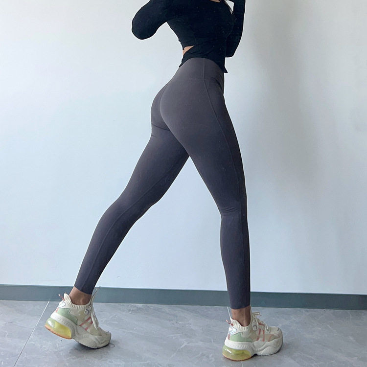 裸感無尷尬線蜜桃臀健身褲女運動服緊身提臀高腰速干瑜伽褲外穿