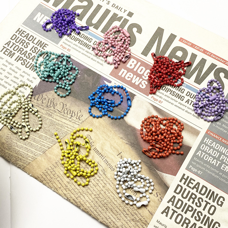 Factory 10cm color bead chain candy metal goo card tag chain DIY key chain toy pendant bead chain
