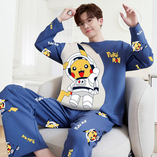 Men's Pajamas Spring and Autumn Long Sleeve 2024 New Casual Sports Plus Fat plus size Loose Outer Wear Home Clothes