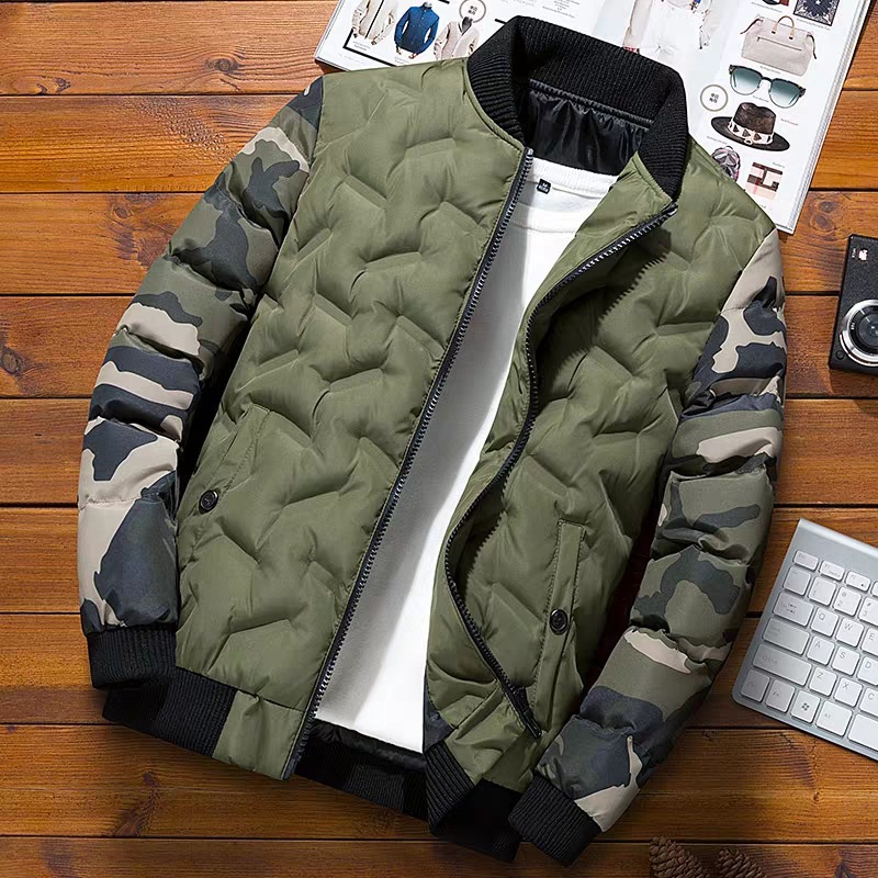 Men's Winter Korean Style Men's Baseball Suit Down Cotton-padded Jacket Trendy Men's Thickened Fashionable Japanese Style Cotton-padded Jacket Men's Clothing