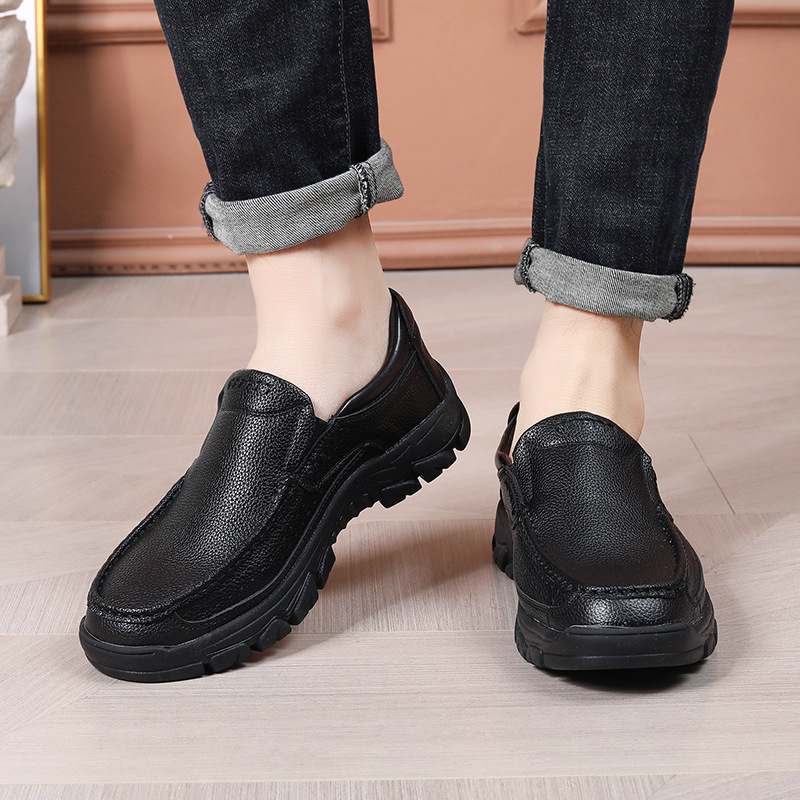 Cross-border Men's Shoes plus size Casual Business Leather Shoes Men's Breathable Middle-aged and Elderly Dad Shoes Slip-on Outdoor Mountaineering Shoes for Men