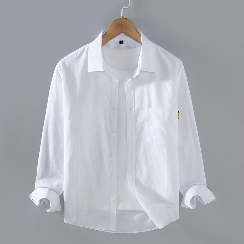9611 Japanese-style heavy cotton oxford shirt men's long-sleeved spring and autumn jacket design loose casual shirt men