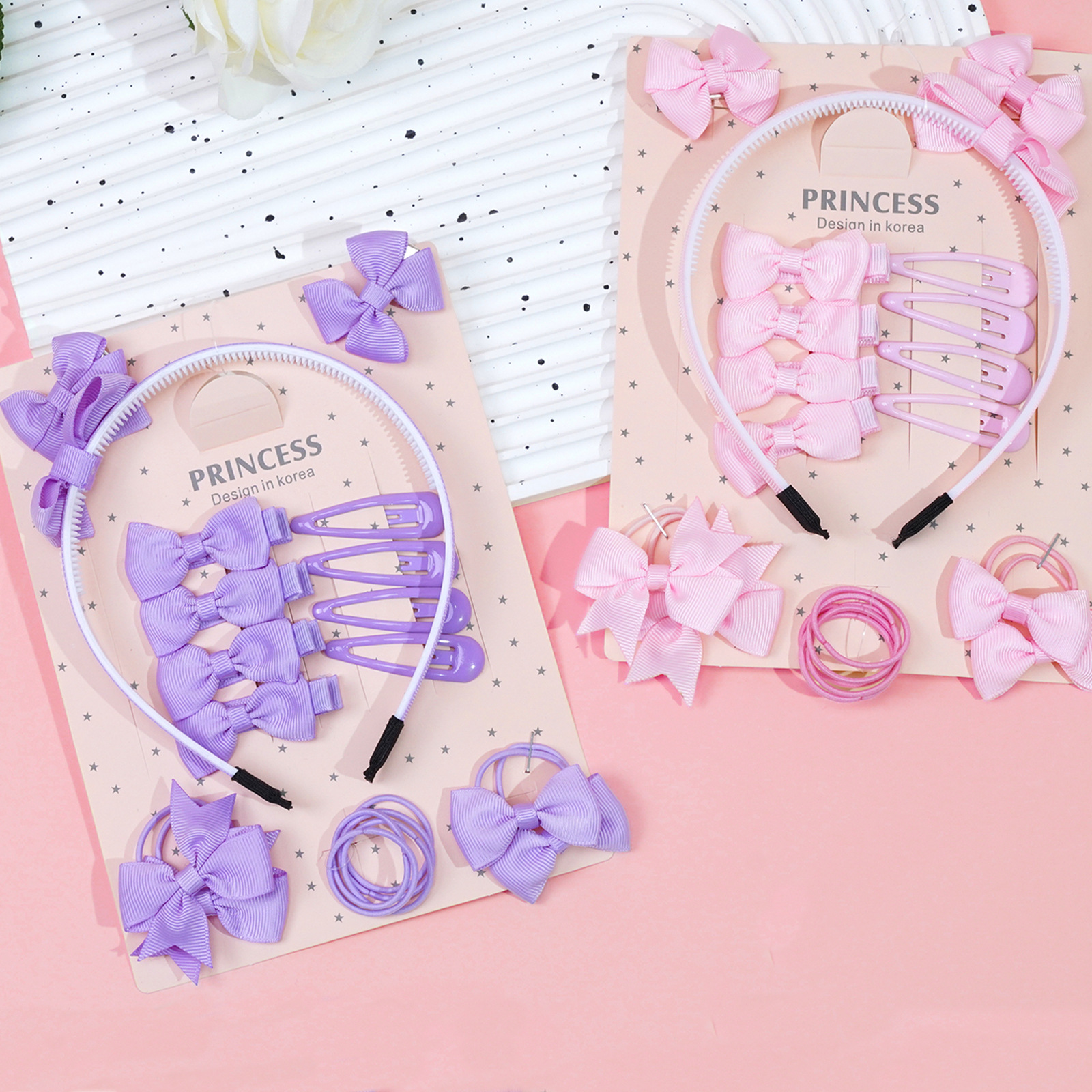 Cross-border Hot Selling Princess Hair Accessories Children Bow Hairpin Rubber Band Girls' Hairband Combination suit Birthday Gift_voghion.com