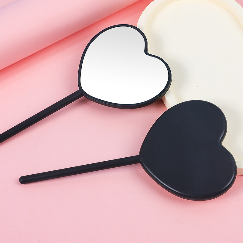 New love makeup mirror fairy hand-held handle mirror handmade cream glue portable heart-shaped makeup mirror DIY