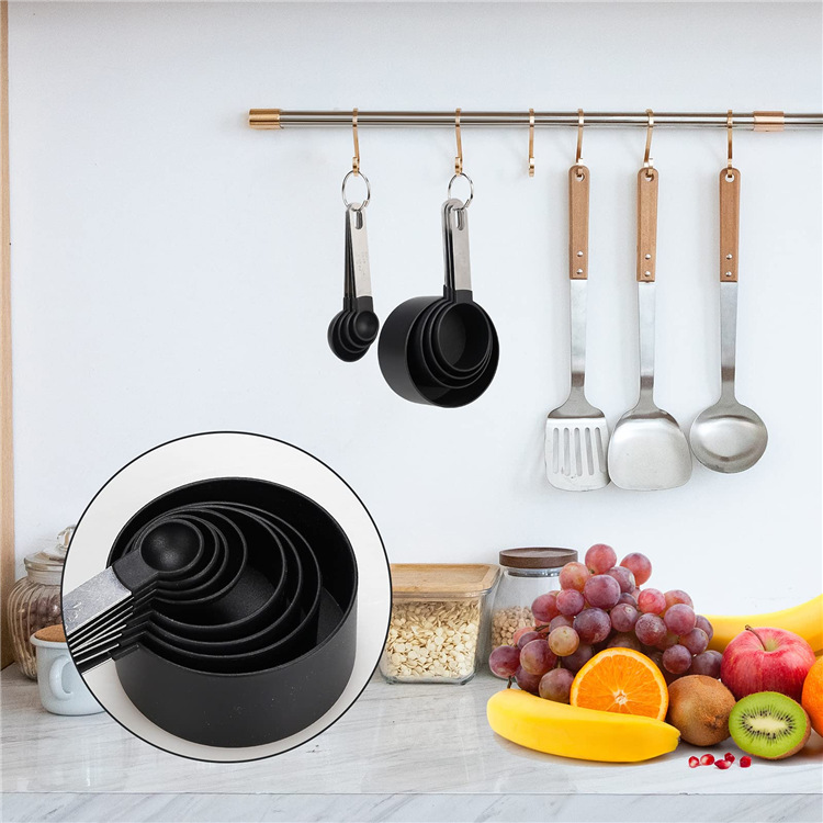 Stainless steel handle measuring cup measuring spoon 8-piece set measuring spoon with scale measuring spoon plastic measuring cup measuring spoon set