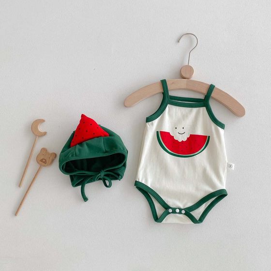 Korean-style New Baby Hakayi Fresh Watermelon Cute Thin Sleeveless Climbing Suit for Summer Baby Boys and Girls