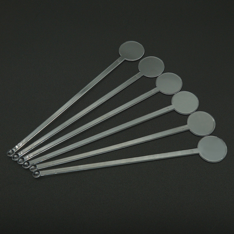 Round head plastic coffee stick KTV wine mixing stick plastic juice stick decorative round head beverage mixing stick can be printed LOGO