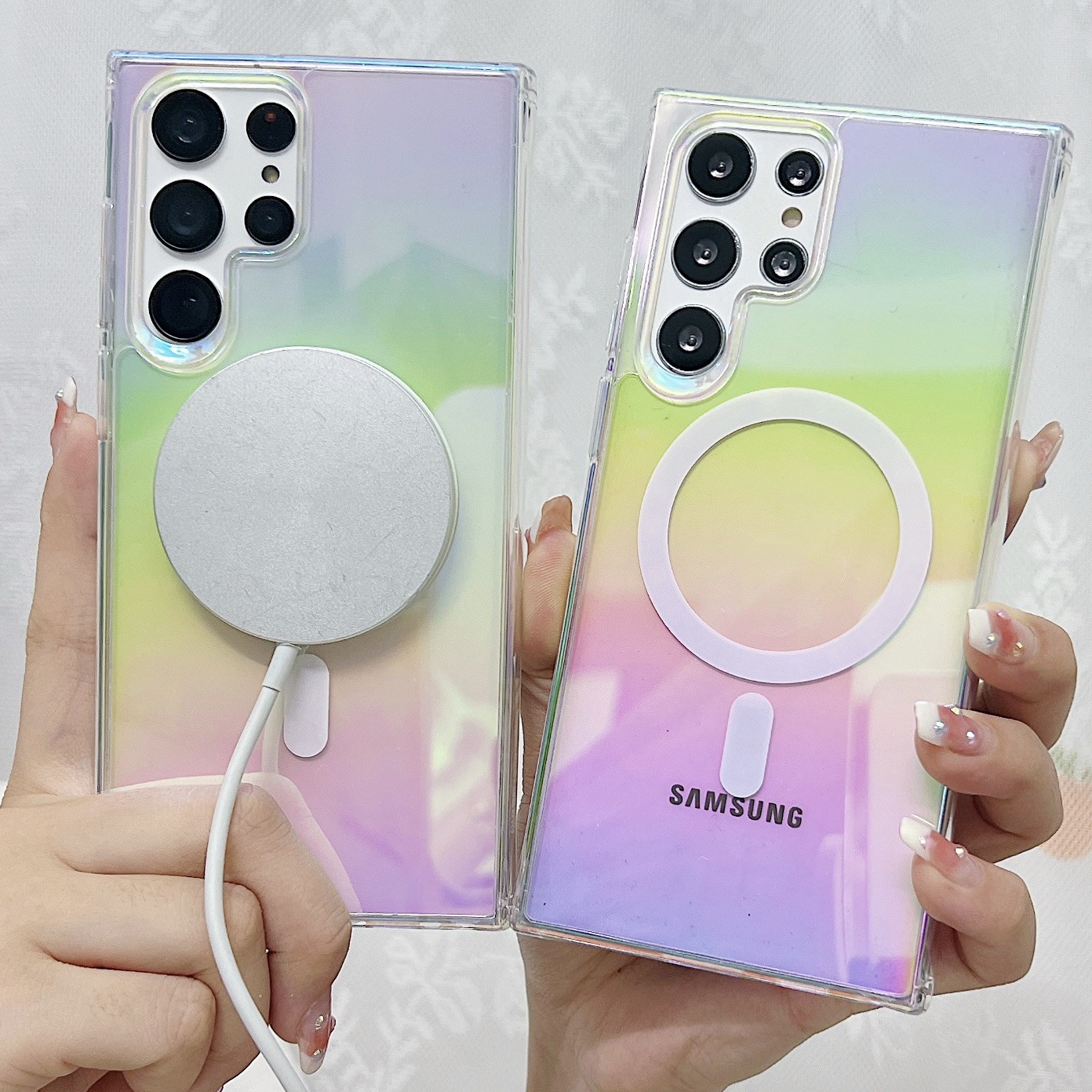 炫彩磁吸手機殼適用於三星S24PLUS保護套簡約S24適用於三星s23u