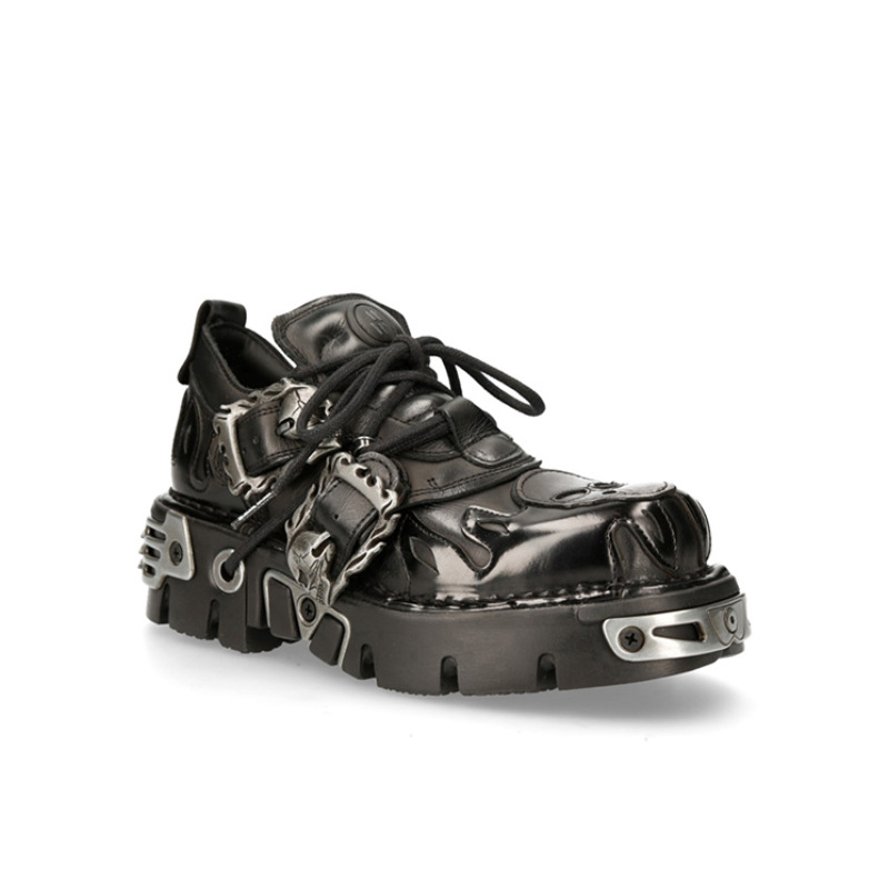 Men's and women's retro rock shoes 2022 new dark punk leather shoes metal niche low-top platform shoes