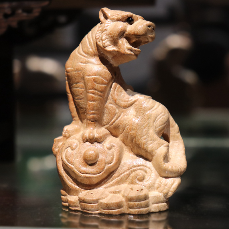 Peach Wood carving twelve zodiac animal wood carving ornaments wholesale wooden handlebar pieces scenic spot hot selling crafts
