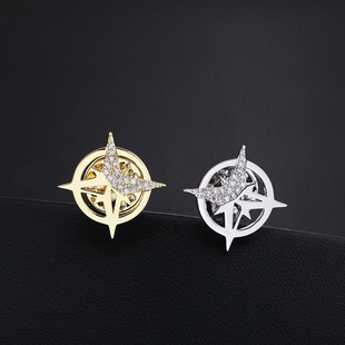Six-pointed Star Brooch Men's Suit Corsage Small Collar Pin Shirt Collar Buckle ins Trendy Personality Badge Buckle Anti-slip Buckle