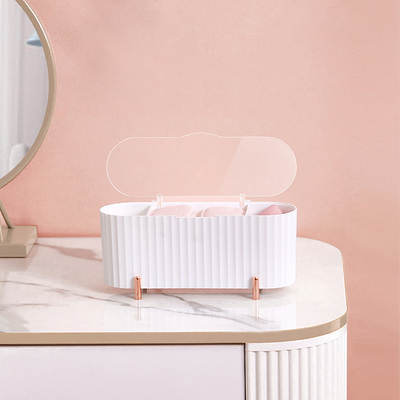 Household electroplating cosmetics storage box cotton swab transparent with lid makeup cotton beauty egg storage box a generation of hair