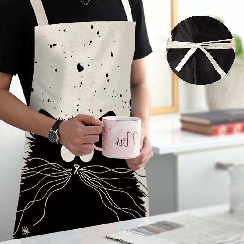 Creative Advertising Promotion Household Anti-fouling Waterproof Polyester Apron Making Foreign Trade Cute Cat Gift Sleeveless Apron