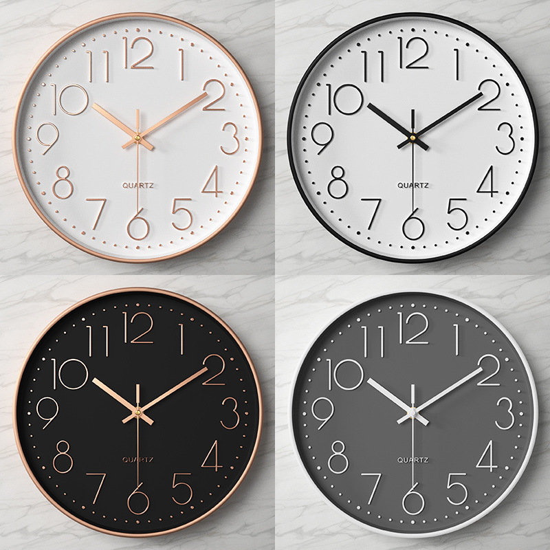 Watch living room mute wall clock simple fashion clock wall home stereo digital wholesale 10 inch 25CM