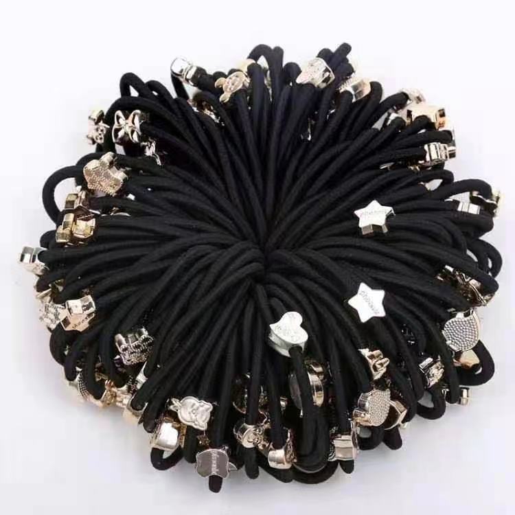 Black rubber band durable high elastic hair high ponytail simple sturdy cartoon accessories hair ring