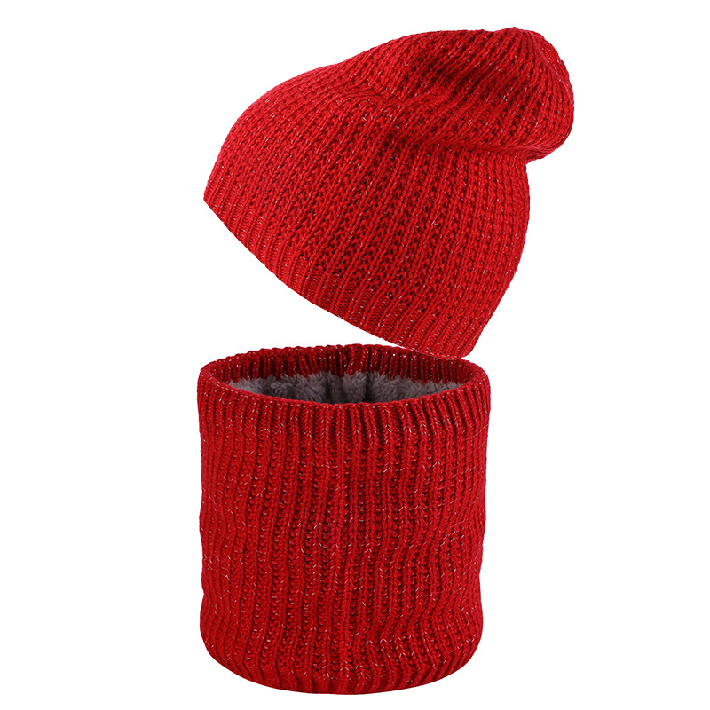 Unisex-Schal, modischer Mützenschal, zweiteiliger Strickmützenschal und warme Wollmütze aus Samt_voghion.com