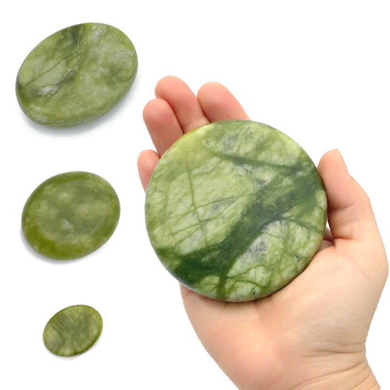 Olive jade massage stone 8*8 essential oil SPA hot stone volcanic energy stone natural jade glazed jade Lushan jade green jade