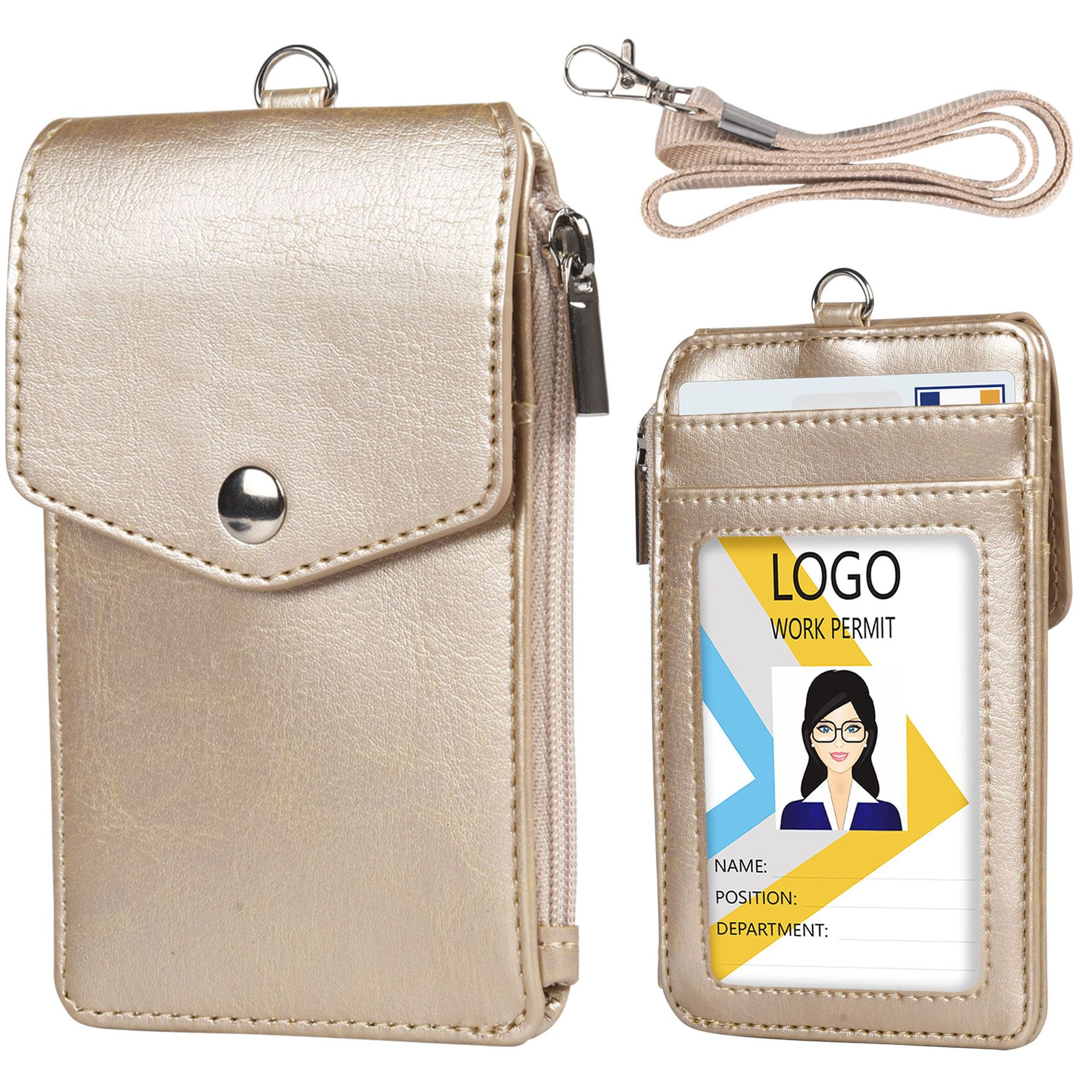 PU badge vertical multi-card position factory card men's and women's work card leather simple card holder student ID card holder in stock