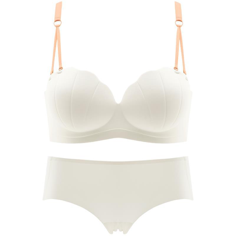Strapless underwear women's push up small chest large wireless shell cup sexy white seamless bra suit thick