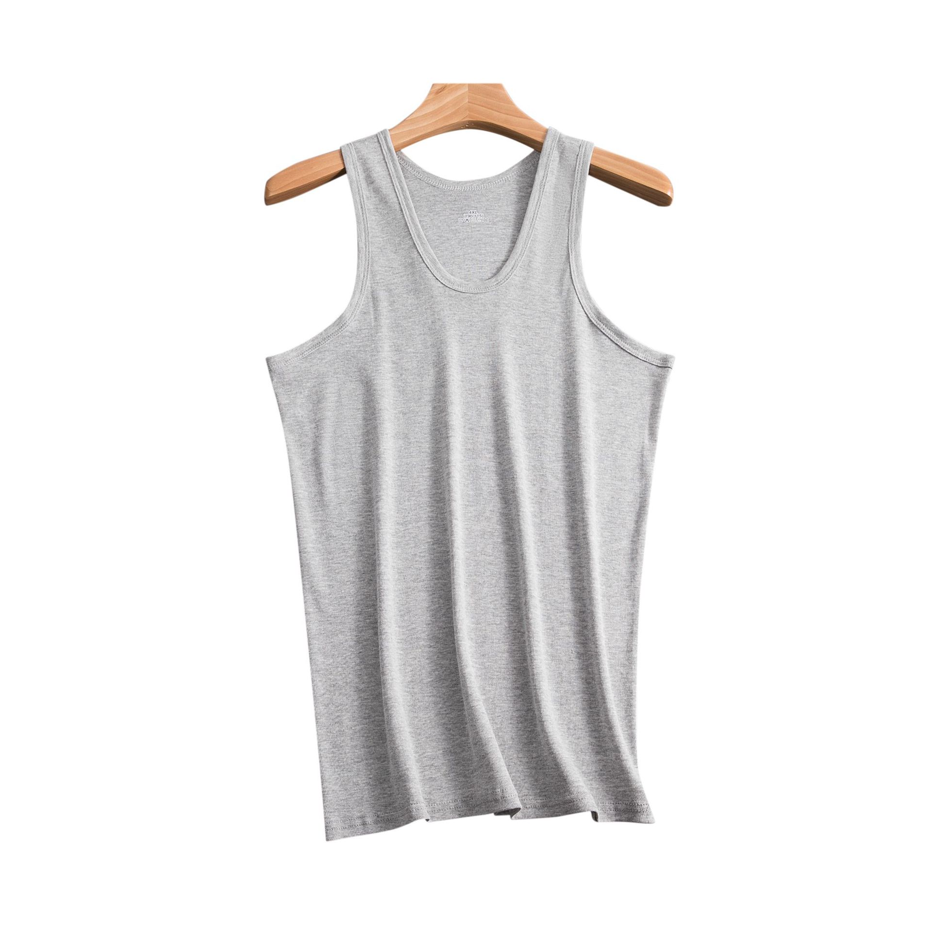 Men's Cotton Vest Summer Autumn and Winter Threaded Sling Elastic Slim Sports Backing Sweatshirt Hurdle Solid Color Direct Selling