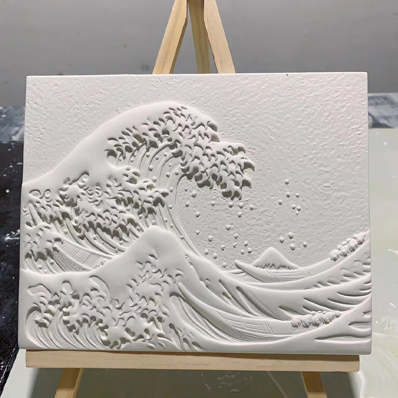 Gypsum relief painting manufacturers supply 3d relief painting handmade DIY European white embryo painted European decorative painting