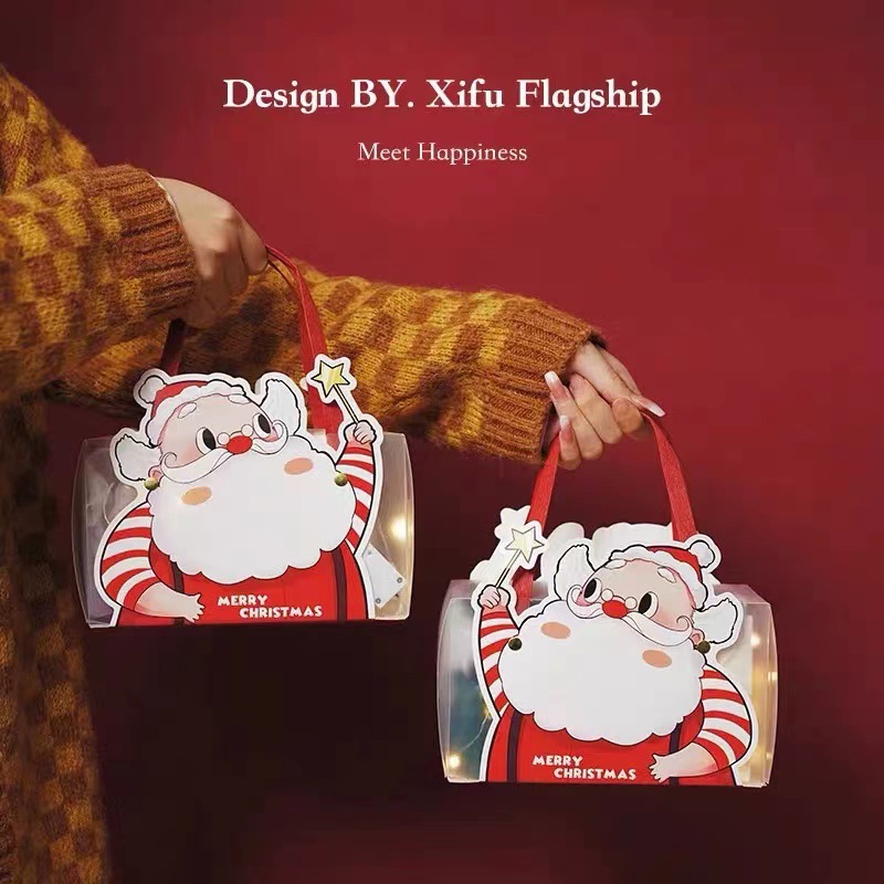 2024 New Christmas Box Apple Box Candy Gift Bag Portable Gift Box Santa Claus in stock