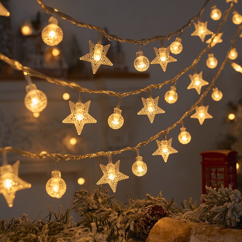 Outdoor camping led round ball light string room atmosphere Bubble Ball light string outdoor battery box decoration Star Light