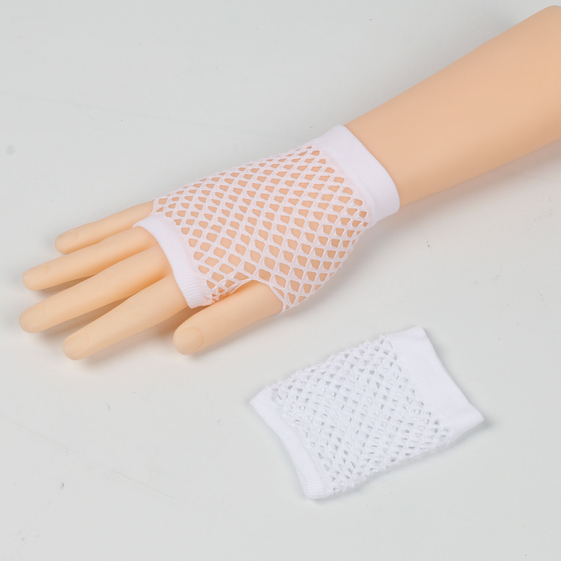 Cross-border short fishing net gloves nightclub multi-color sexy stretch gloves punk gloves European and American hollow mesh gloves_voghion.com