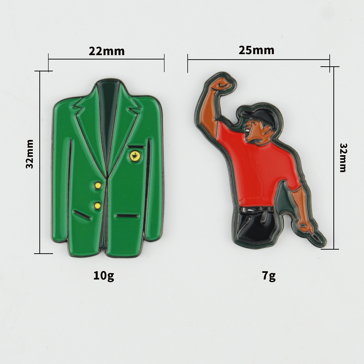 New spot metal manganese steel hat clip with Tiger Woods and green jacket ball mark mark marker