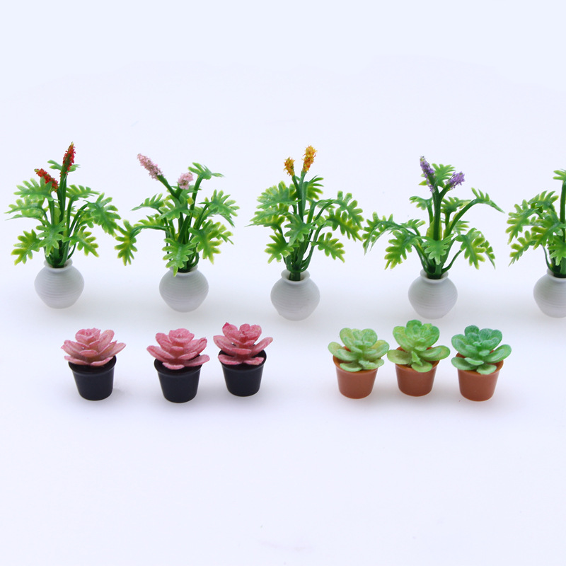Doll House gardening micro landscape flower ornaments mini simulation succulent plant potted miniature green plant model