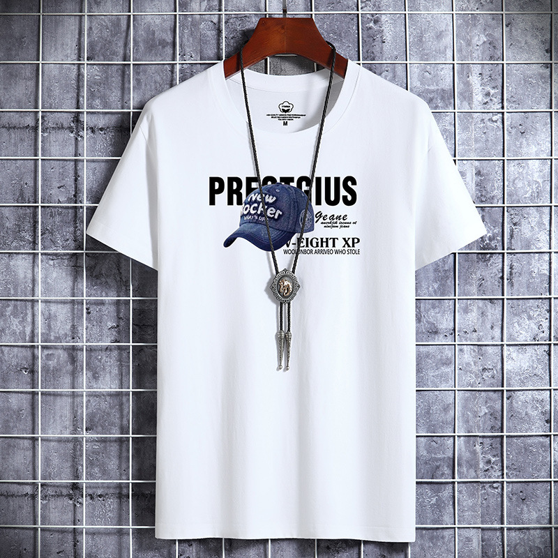 New Short-sleeved T-shirt Men's Summer Trendy All-match Base Shirt Men's ins Student Loose Top Large Size Cotton Half-sleeved Shirt