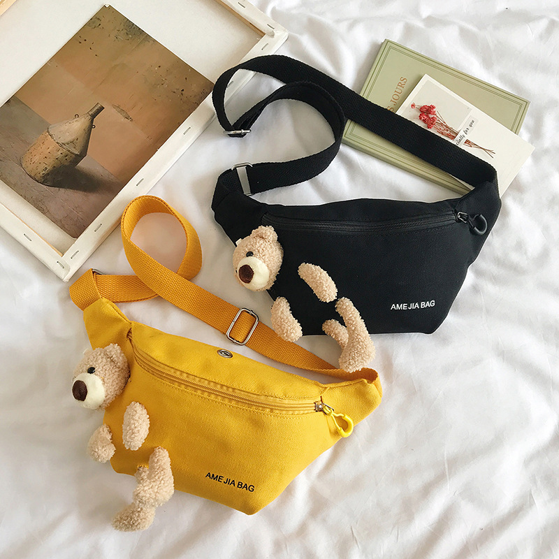 Children's Bag Cute Waist Bag Crossbody Bag Fashion All-match Boys' and Girls' Chest Bag Canvas Little Girl Princess Travel Bag