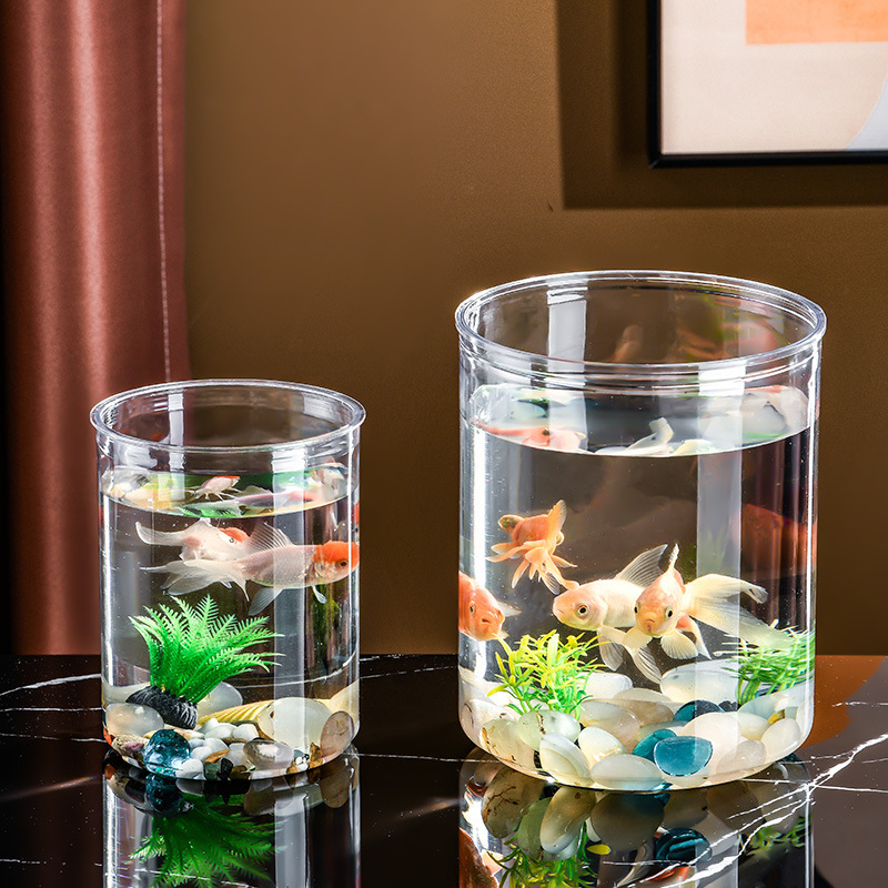 プラスチック金魚鉢のデスクトップの透明な景観の小さい金魚鉢の太鼓の丸い形は壊れません。|undefined